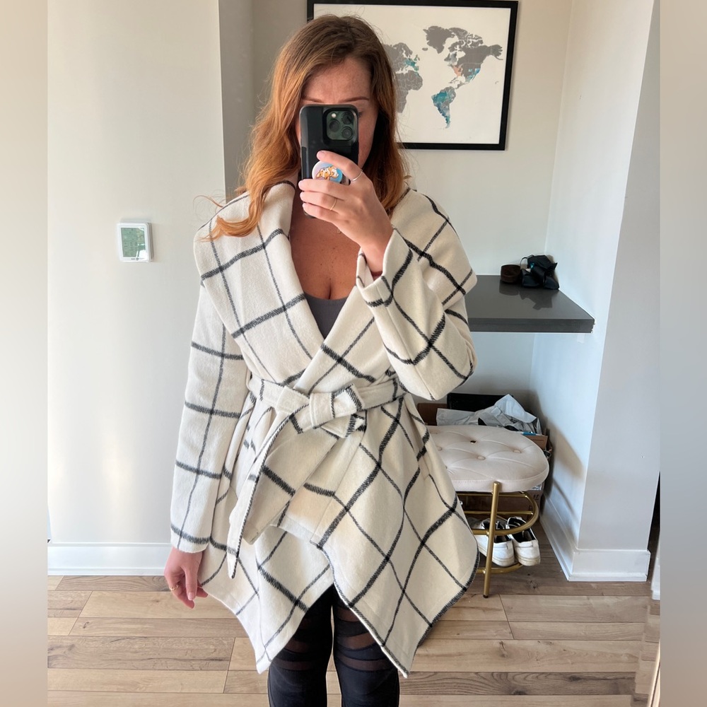 Black & White Plaid striped Coat